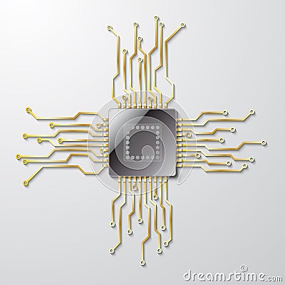 Microchip on a gray background Vector Illustration