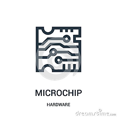 microchip icon vector from hardware collection. Thin line microchip outline icon vector illustration Vector Illustration