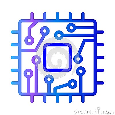 Microchip line icon modern vector logo Vector Illustration