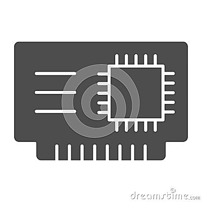 Microchip solid icon. Cpu vector illustration isolated on white. Chip glyph style design, designed for web and app. Eps Vector Illustration