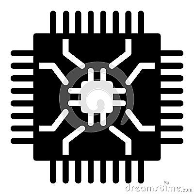 Microchip solid icon. CPU vector illustration isolated on white. Processor glyph style design, designed for web and app Vector Illustration