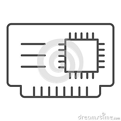 Microchip thin line icon. Cpu vector illustration isolated on white. Chip outline style design, designed for web and app Vector Illustration
