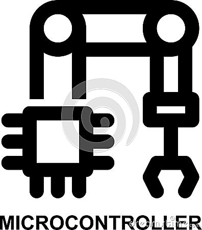 microcontroller, plc, semiconductor, manufacturing, robotic, processor outline icon Vector Illustration