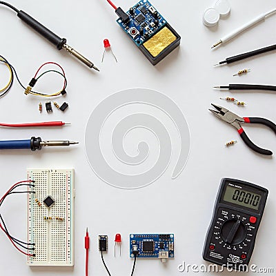 Microcontroller Prototyping Desk - AI Stock Photo