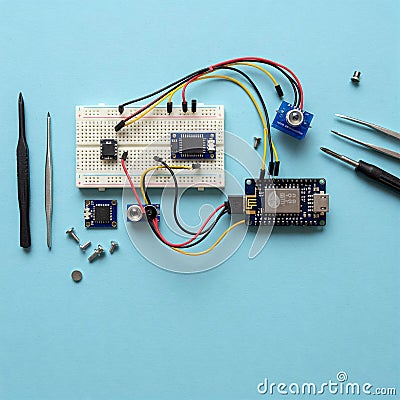 Microcontroller Prototyping Desk - AI Stock Photo
