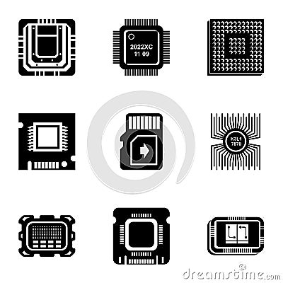 Microcrystal icons set, simple style Vector Illustration