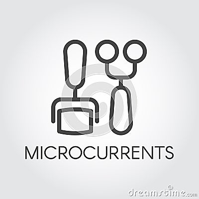 Microcurrent concept line icon. Beauty and cosmetology treatment. Correction, rejuvenation, anti-aging procedure Vector Illustration