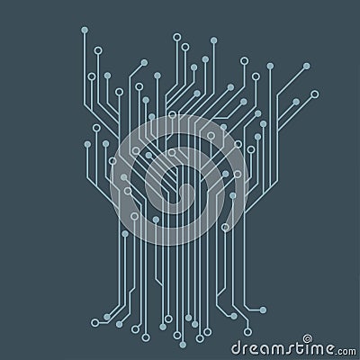 Microelectronics Circuits. Blue circuit board vector background. Vector Illustration