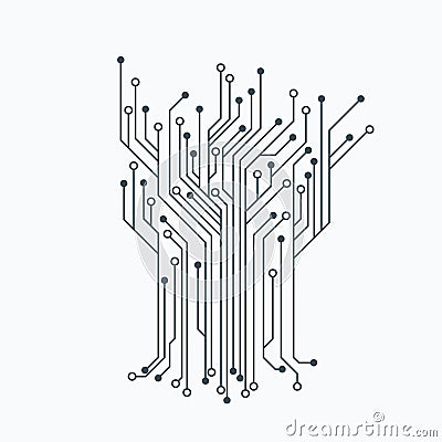 Microelectronics Circuits. Circuit board vector, white background. Vector Illustration