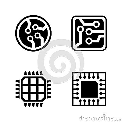 Microelectronics. Simple Related Vector Icons Vector Illustration