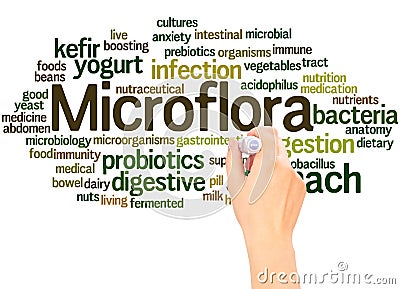 Microflora word cloud hand writing concept Stock Photo