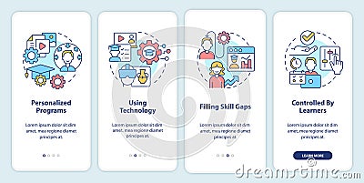 Microlearning practices onboarding mobile app screen Vector Illustration