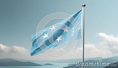 Micronesia Flag Waving on the wind Stock Photo