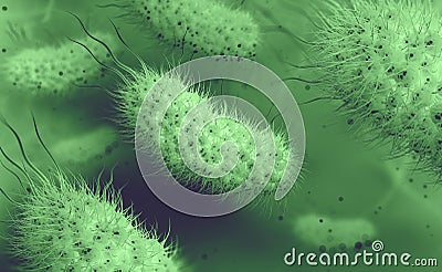 Microorganisms in aquatic environment under microscope. Probiotics. Intestinal bacteria, Gut flora Cartoon Illustration