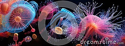 Amazing appearance of microorganisms at multiple magnifications. AI generated Stock Photo