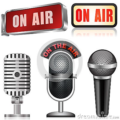 Microphone and on air sign Stock Photo