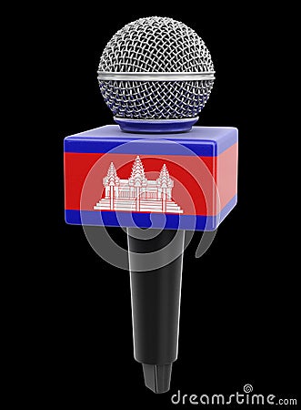Microphone and Cambodian flag. Image with clipping path Stock Photo