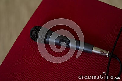 Microphone on the chair Stock Photo