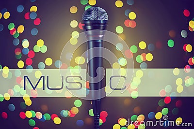 Microphone. Concept music, concert, karaoke, poster. Copy space. Stock Photo