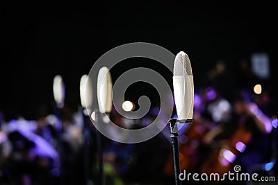 Microphone for singer in concert hall Stock Photo
