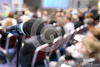 Microphone at conference. Stock Photo