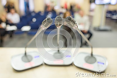 A microphone conference Stock Photo