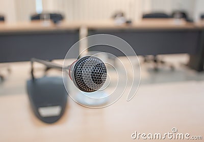 Microphone conference room Stock Photo