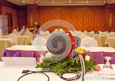 Microphone conference room Stock Photo