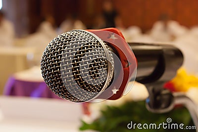 Microphone conference room Stock Photo