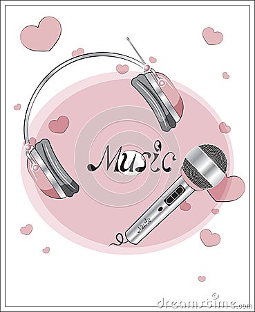 Microphone and earphones Vector Illustration