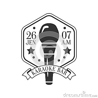 Microphone In Frame Karaoke Premium Quality Bar Club Monochrome Promotion Retro Sign Vector Design Template Vector Illustration