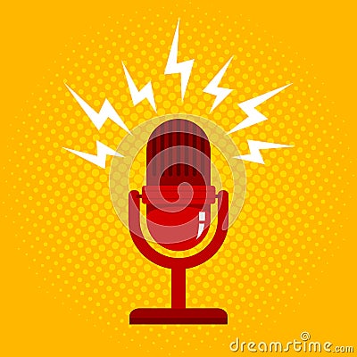 Microphone on halftone background Vector Illustration