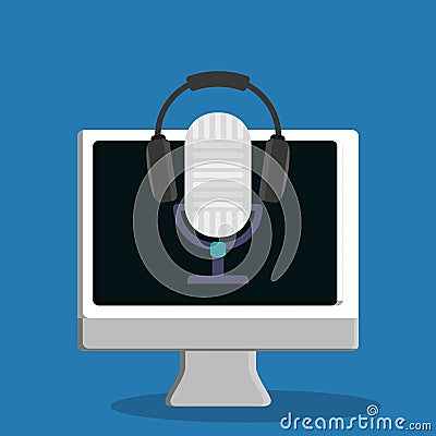 Microphone headphone sound design Vector Illustration