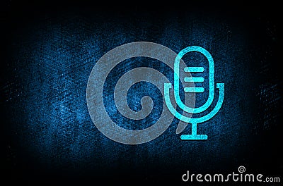 Microphone icon abstract blue background illustration digital texture design concept Cartoon Illustration