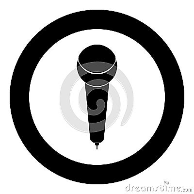 Microphone icon black color in circle or round Vector Illustration