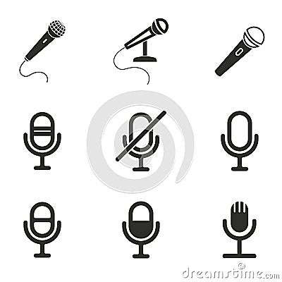 Microphone icon set. Vector Illustration