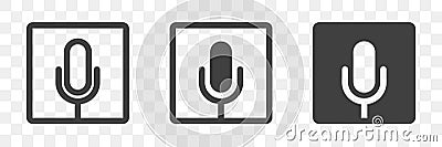 Microphone icon in three variants. A simple image of a sound record symbol for mobile devices, computer equipment and Vector Illustration