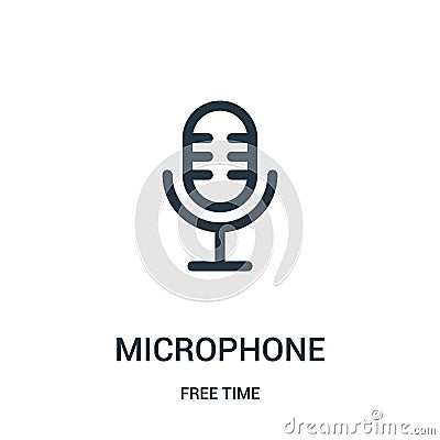 microphone icon vector from free time collection. Thin line microphone outline icon vector illustration. Linear symbol for use on Vector Illustration