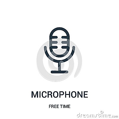 microphone icon vector from free time collection. Thin line microphone outline icon vector illustration. Linear symbol for use on Vector Illustration