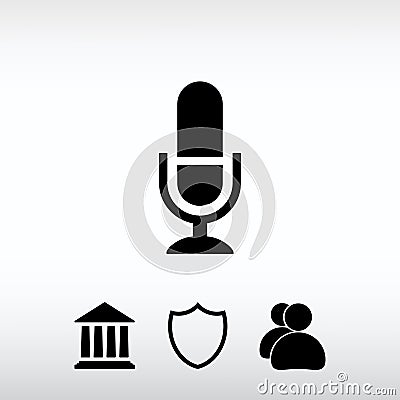 Microphone icon, vector illustration. Flat design style Vector Illustration