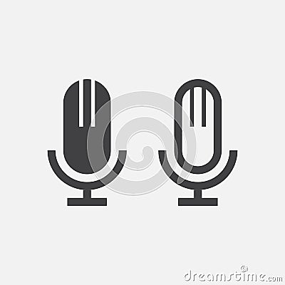 Microphone icon vector isolated on white . Vector Illustration