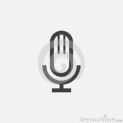 Microphone icon, vector logo, linear pictogram isolated on white, pixel perfect illustration. Vector Illustration