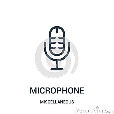 microphone icon vector from miscellaneous collection. Thin line microphone outline icon vector illustration. Linear symbol for use Vector Illustration