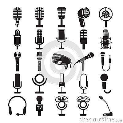 Microphone icons set Vector Illustration