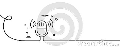 Microphone line icon. Music mic sign. Continuous line with curl. Vector Vector Illustration