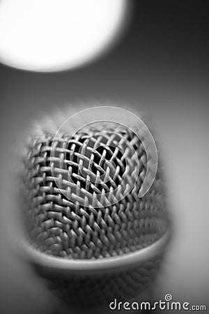Microphone macro close up detail black and white atmosphere Stock Photo