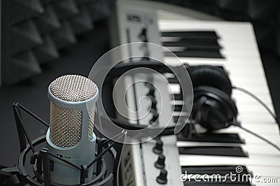 Microphone at Music Studio Stock Photo