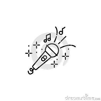 Microphone, notes icon. Element of Party icon. Thin line icon Stock Photo