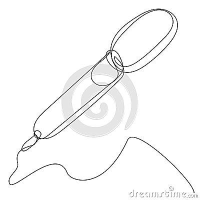 Microphone in one continuous line on white isolate. Vector Illustration
