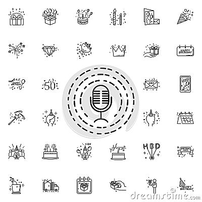 Microphone radio dusk style neon icon. Elements of birthday set. Simple icon for websites, web design, mobile app, info graphics Stock Photo